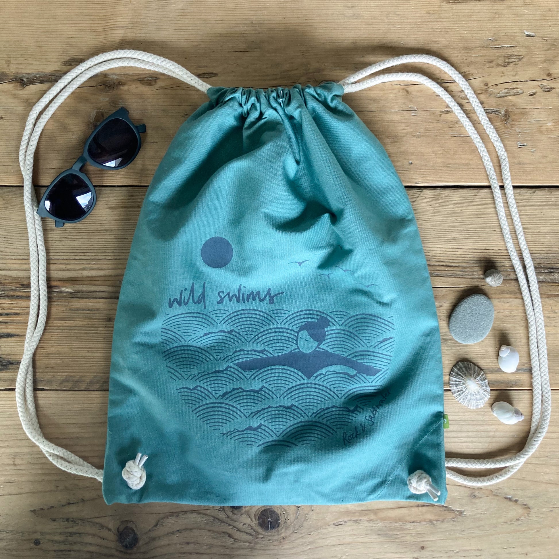 Wild swims organic cotton canvas bag