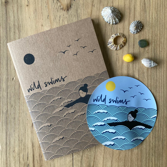 Gift bundle | wild swims A6 notebook and car window sticker