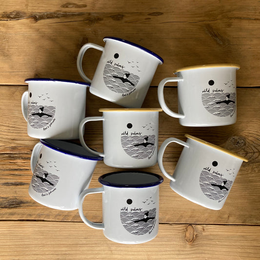 Slight seconds 'wild swims' enamel mugs