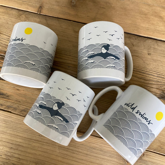 Slight seconds 'wild swims' ceramic mugs with gift box