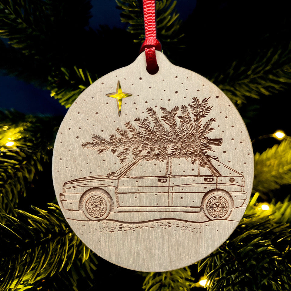 Classic Lancia Delta Integrale Evo laser etched Christmas bauble