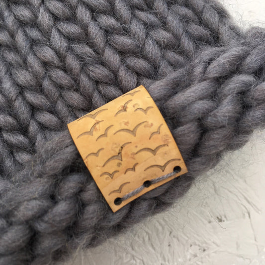 Bobble Hat | adult size | granite grey | merino wool handknit hat