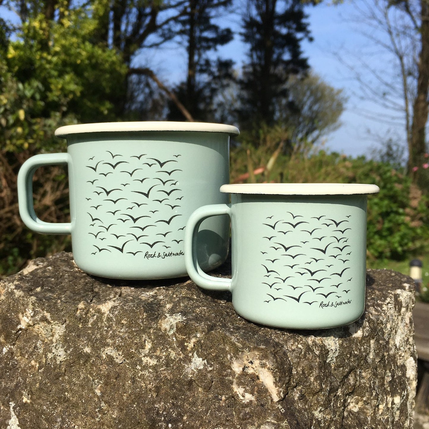 Sage green enamel espresso mug