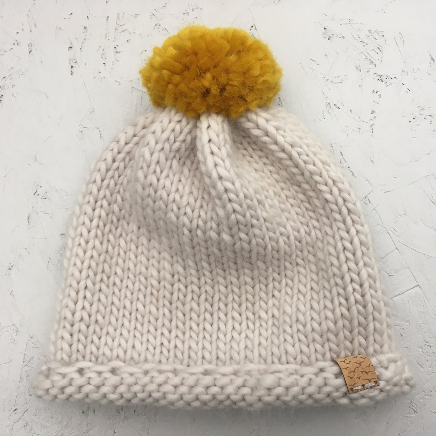 Bobble Hat | adult size | cloud pale grey | merino wool handknit hat
