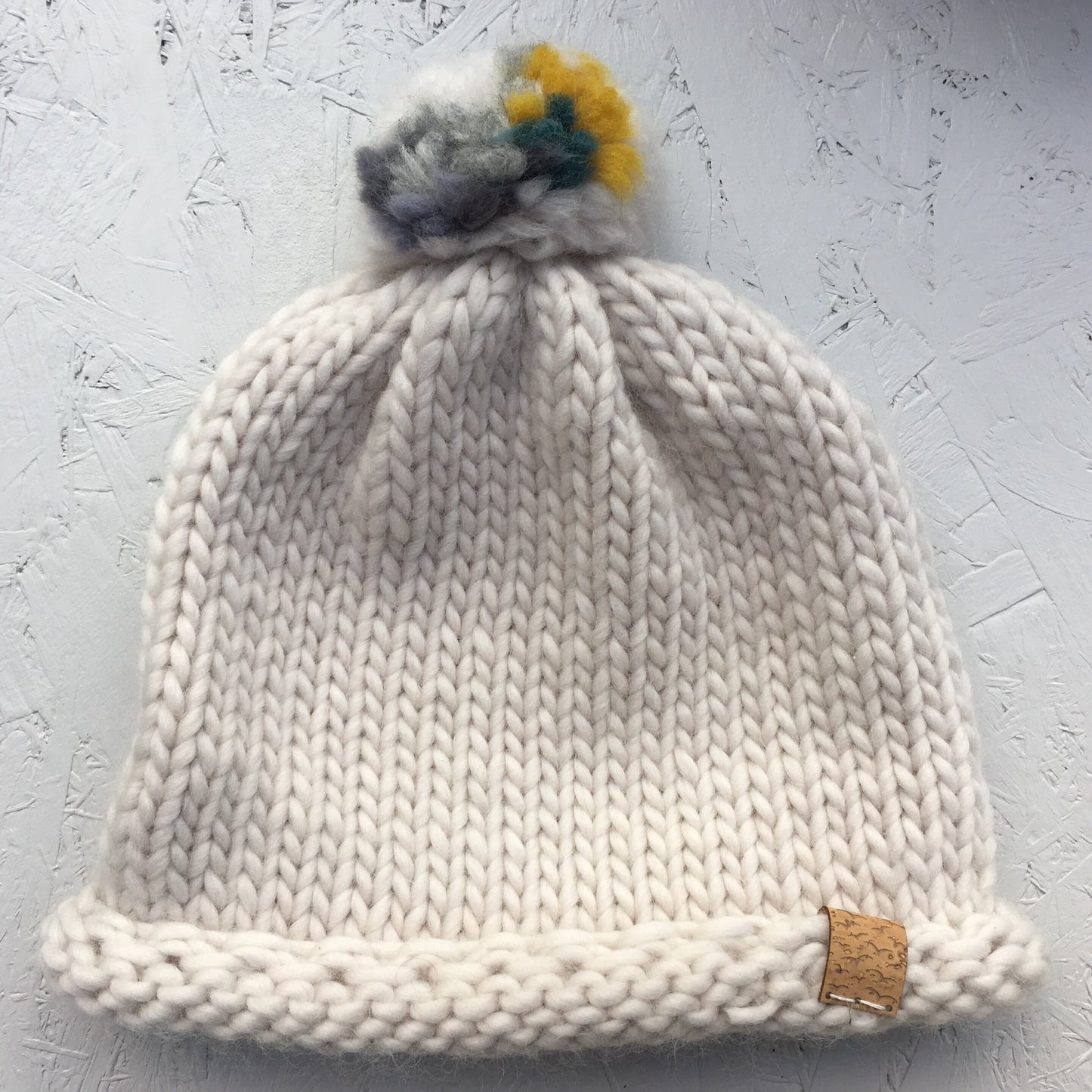 Bobble Hat | adult size | cloud pale grey | merino wool handknit hat