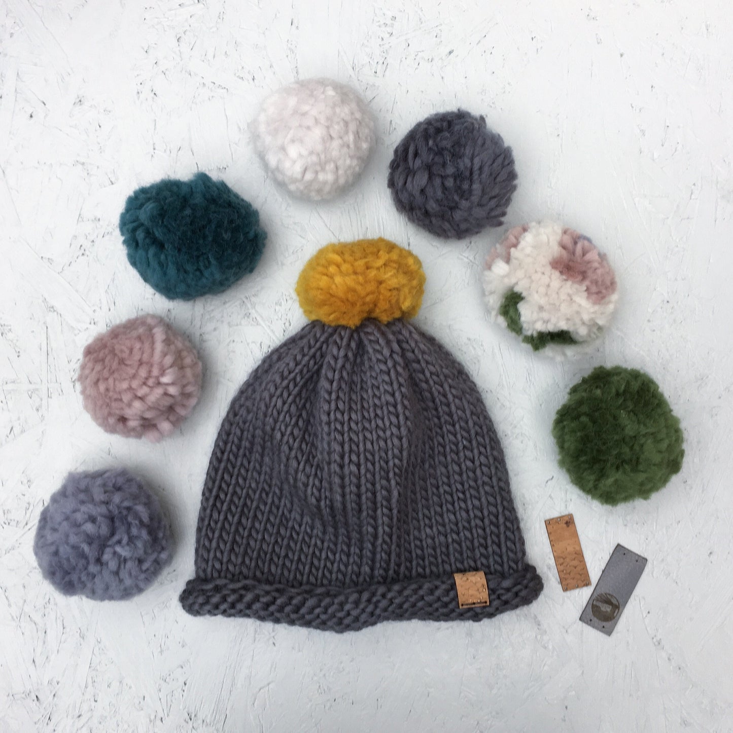 Bobble Hat | adult size | granite grey | merino wool handknit hat