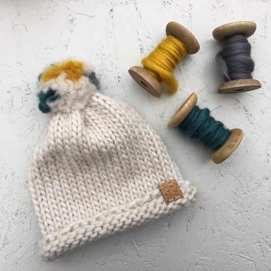 Bobble Hat | baby size | cloud grey | merino wool handknit hat
