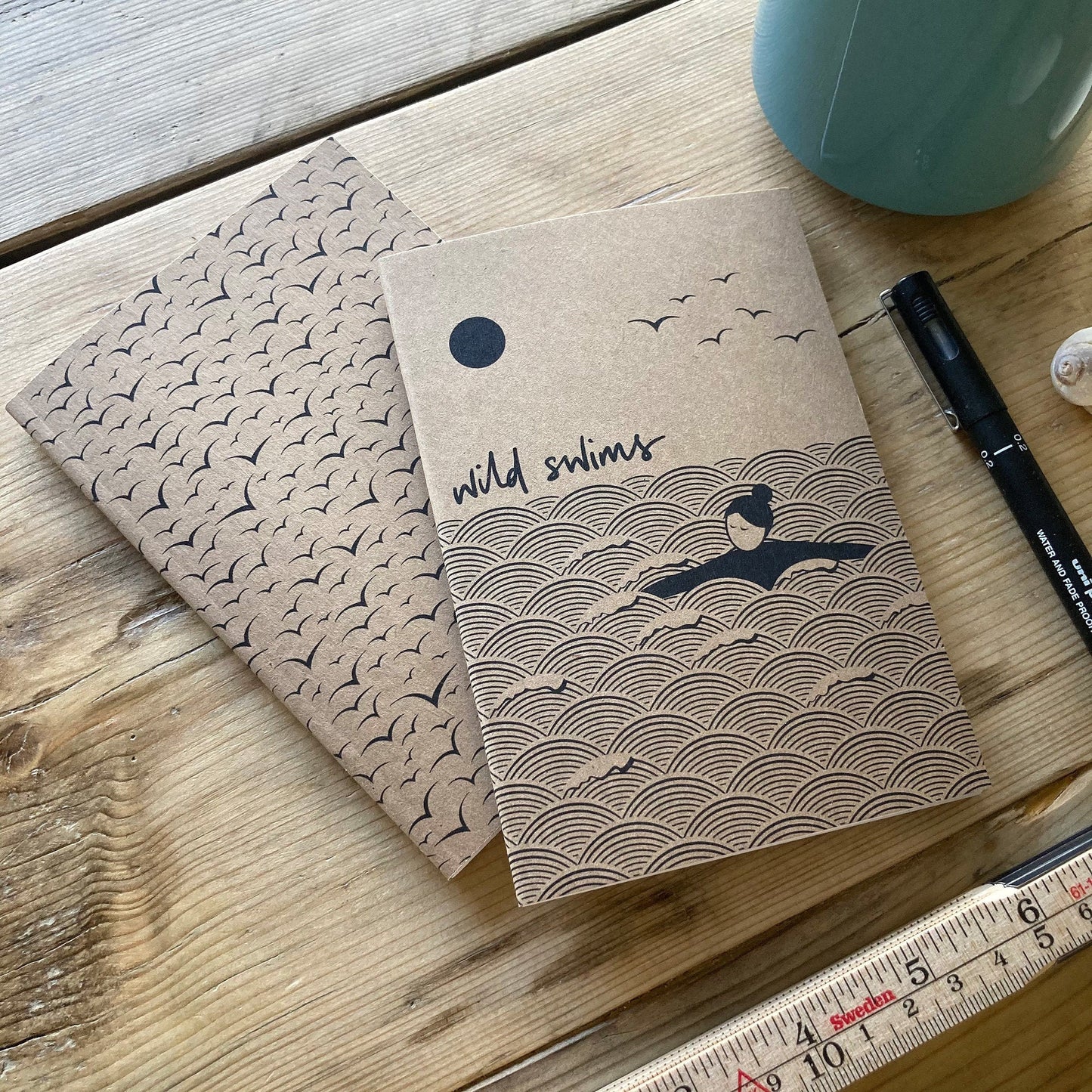 Wild swims and seagulls | set of 2 A6 notebooks
