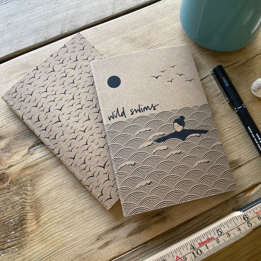 Wild swims and seagulls set of 2 A6 notebooks