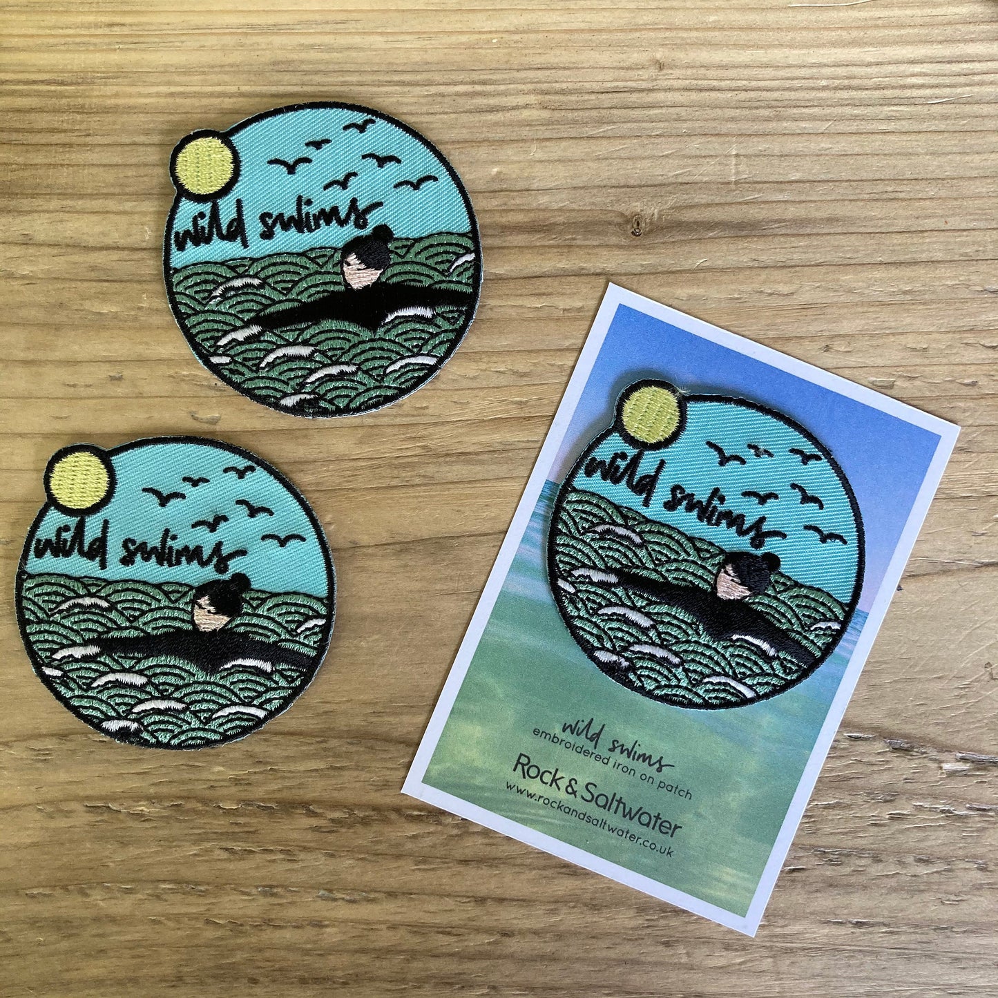 Wild swims embroidered badge | iron on/sew on patch