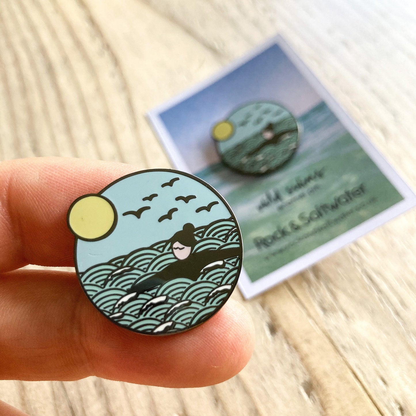 Gift bundle | wild swims enamel pin badge, A6 notebook and screen printed tote bag set