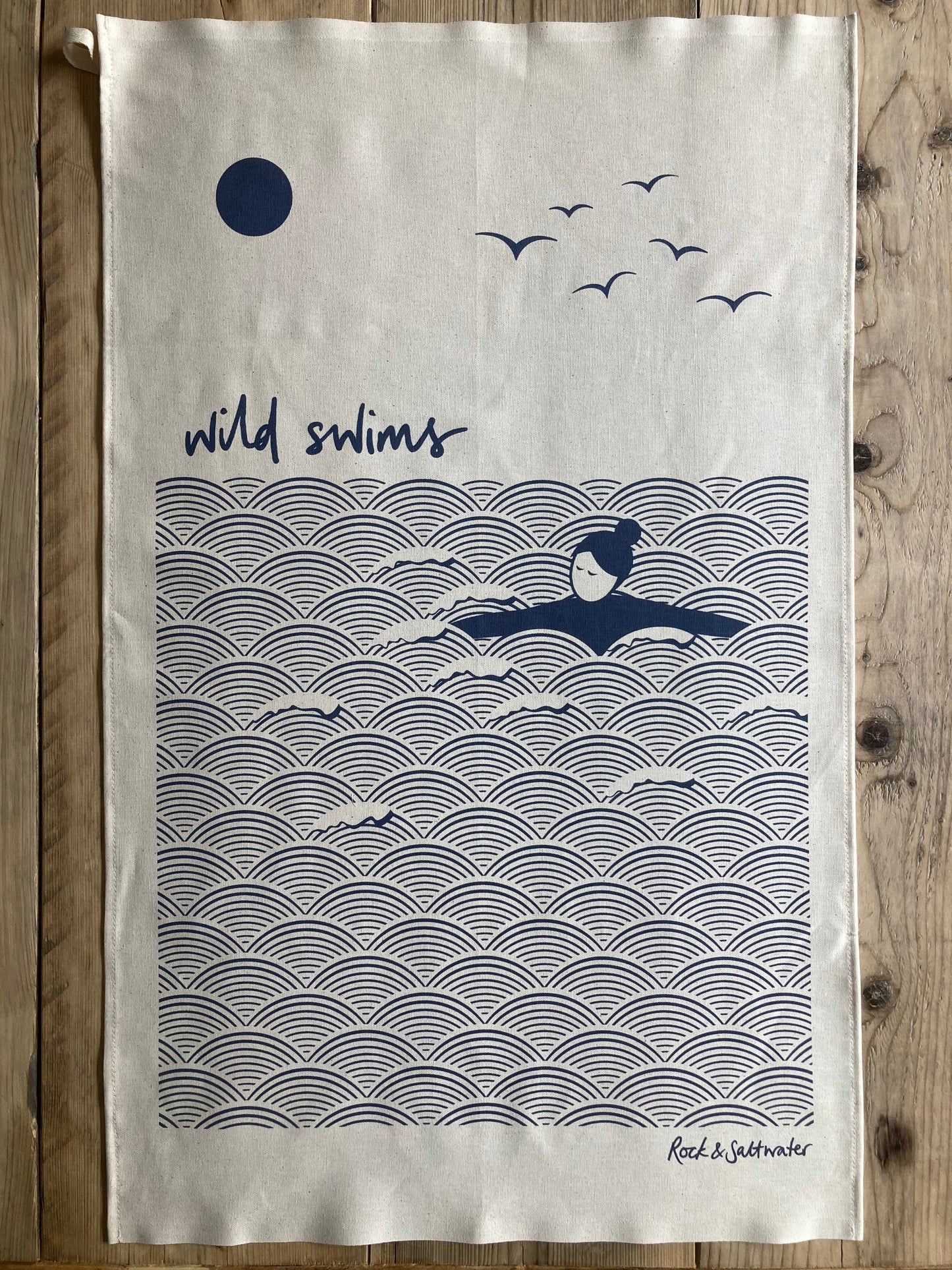 Wild swims tea towel | organic cotton, screen printed