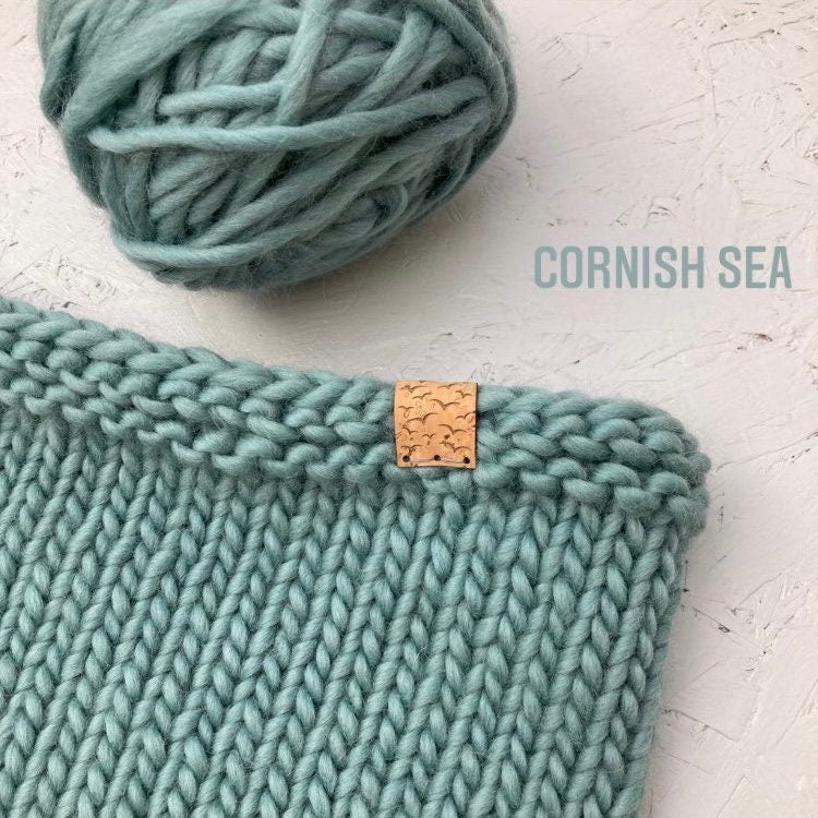 Bobble Hat | adult size | Cornish sea green | merino wool handknit hat