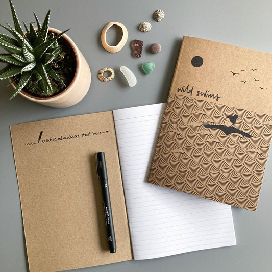 Gift bundle | A5 print and A5 notebook | gift set for a wild swimmer