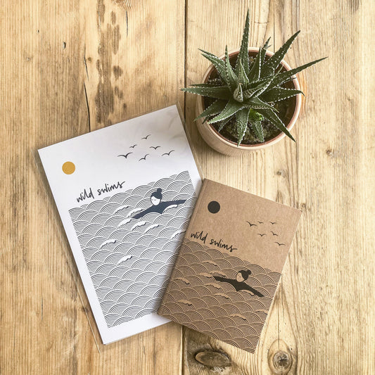 Gift bundle | A5 print and A6 notebook | gift set for a wild swimmer