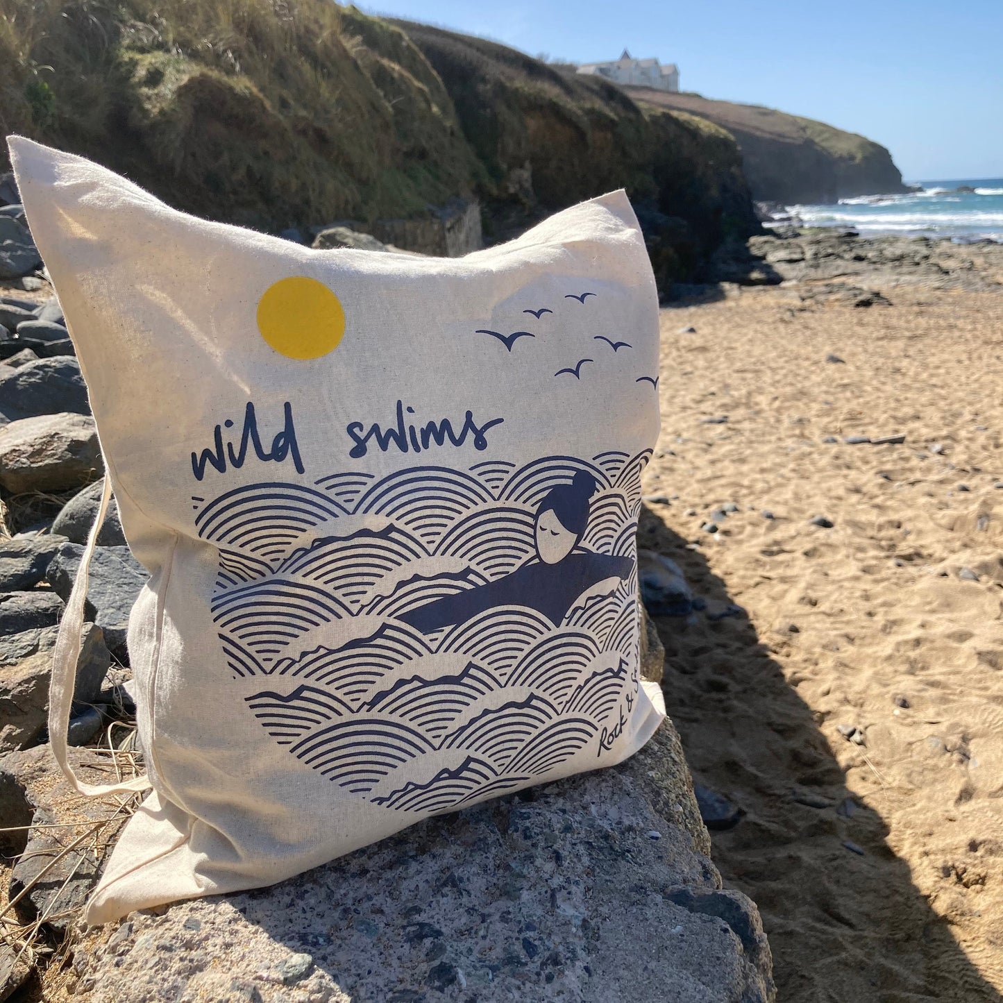 Gift bundle | wild swims screen printed tote bag and A5 print