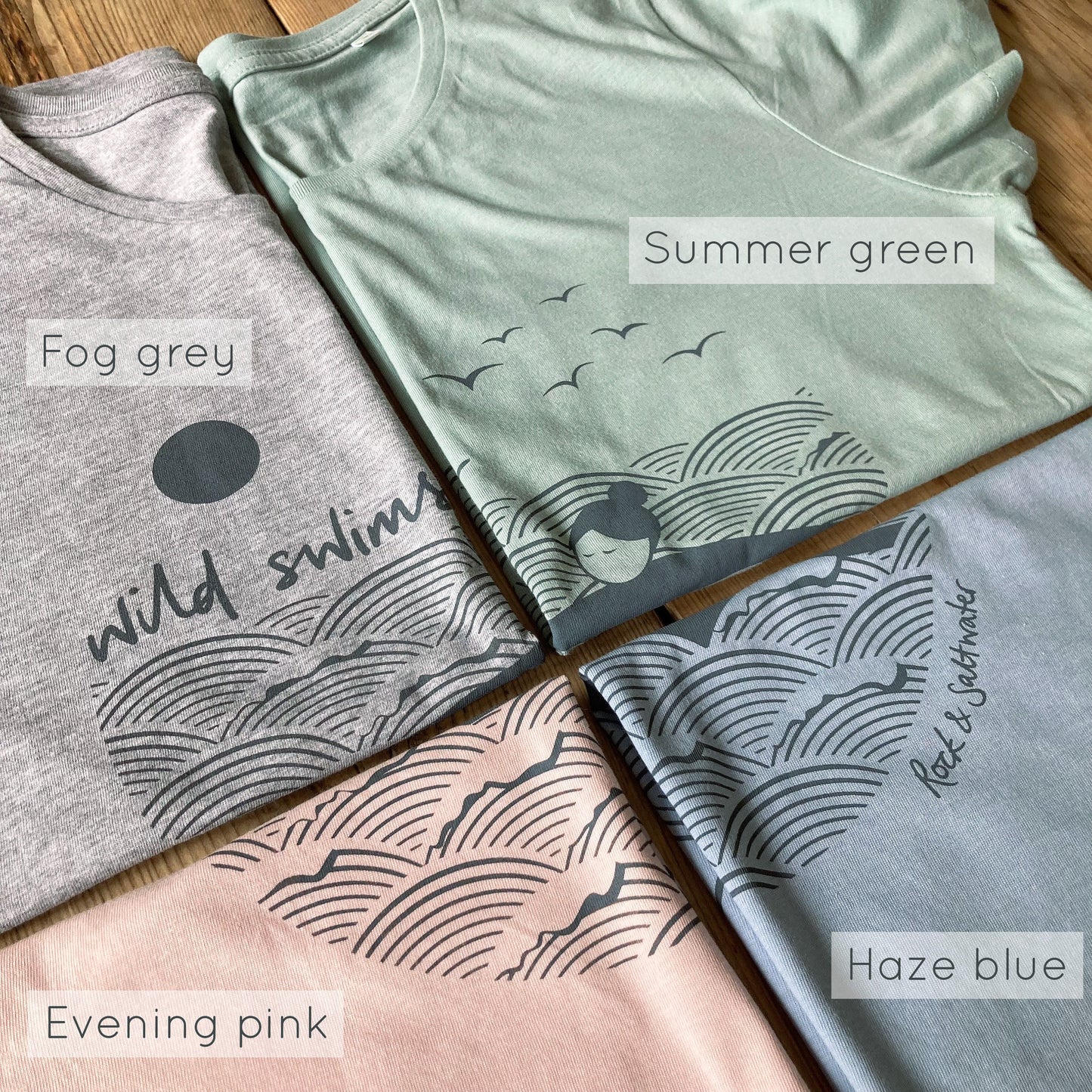 Summer green | organic cotton hand screen printed wild swimming women's t-shirt