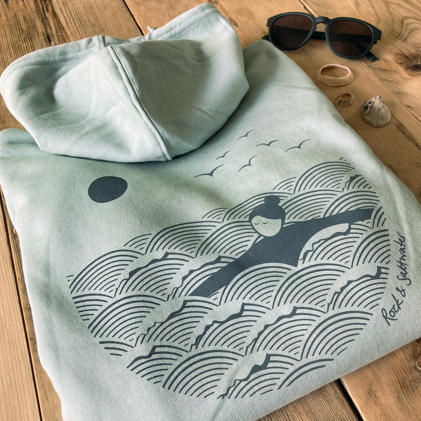 Summer green | organic cotton wild swimming women's hoodie